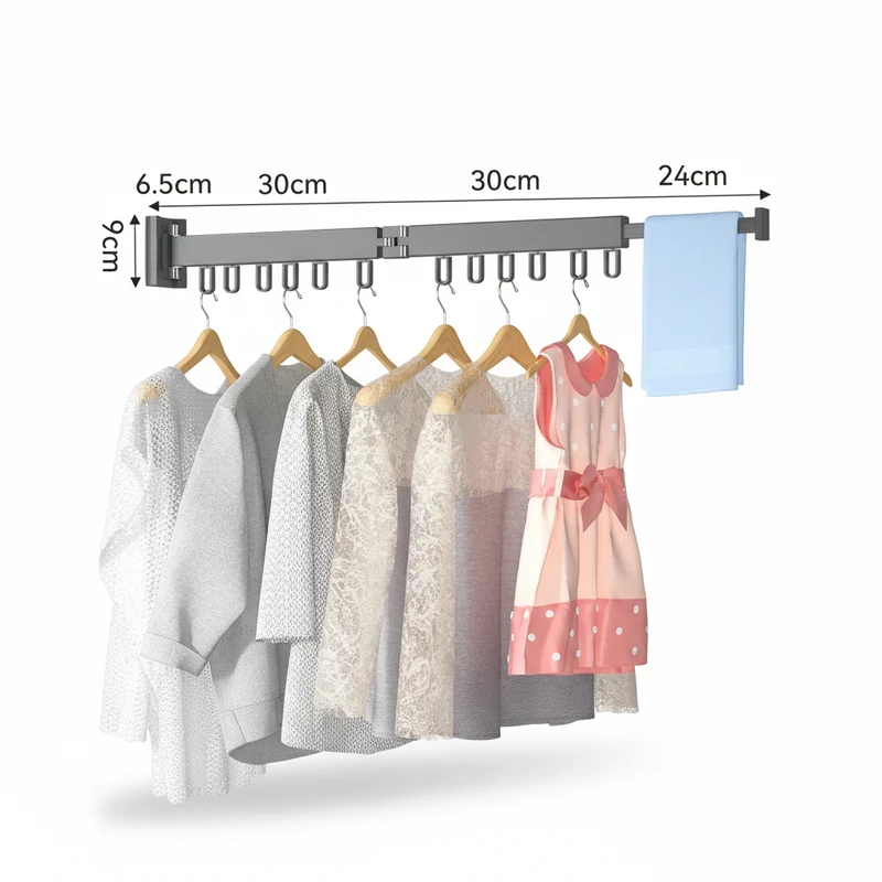 Étendoir à linge mural rétractable en aluminium pliable