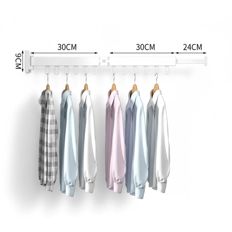 Étendoir à linge mural rétractable en aluminium pliable
