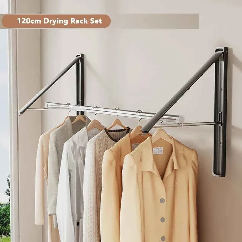 Étendoir à linge mural rétractable en aluminium pliable