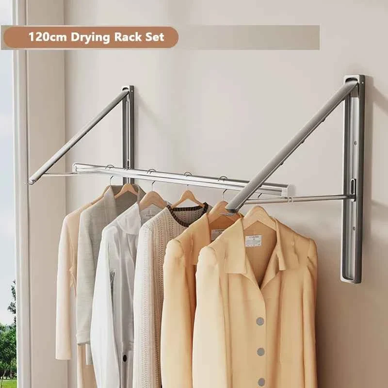 Étendoir à linge mural rétractable en aluminium pliable