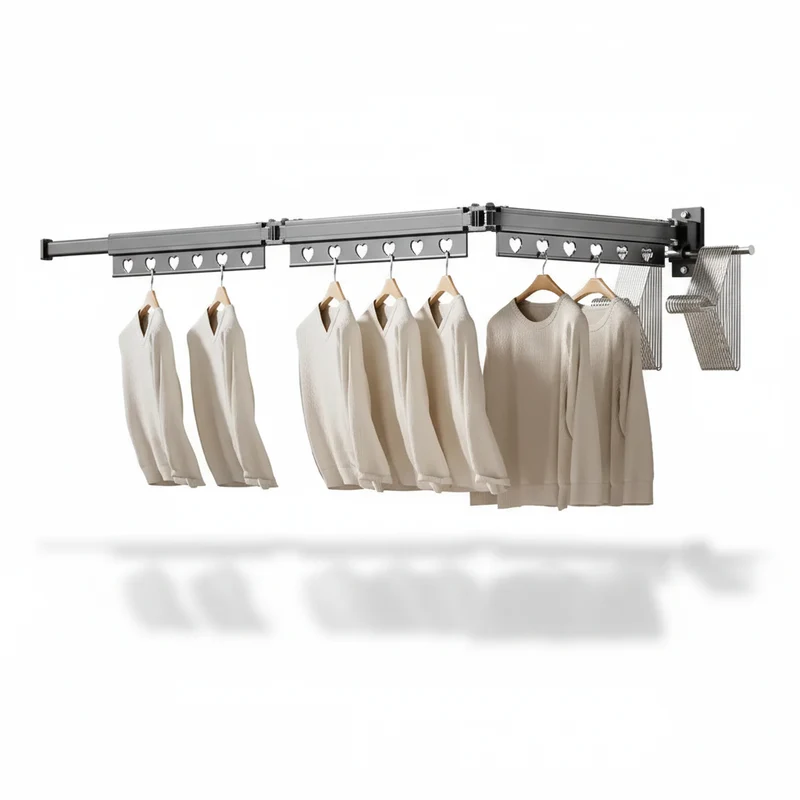 Étendoir à linge mural rétractable en aluminium pliable