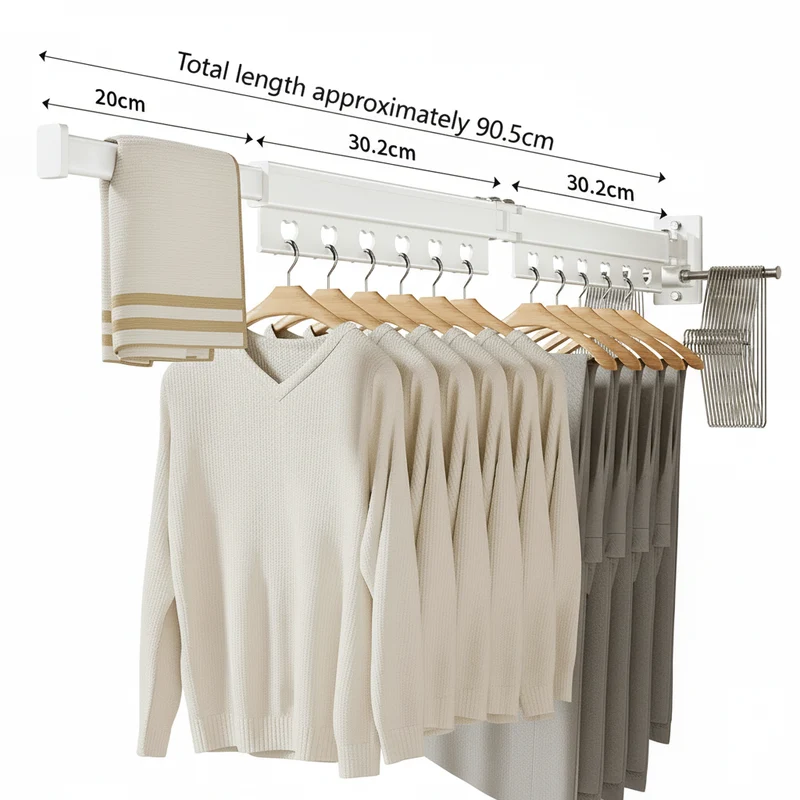 Étendoir à linge mural rétractable en aluminium pliable