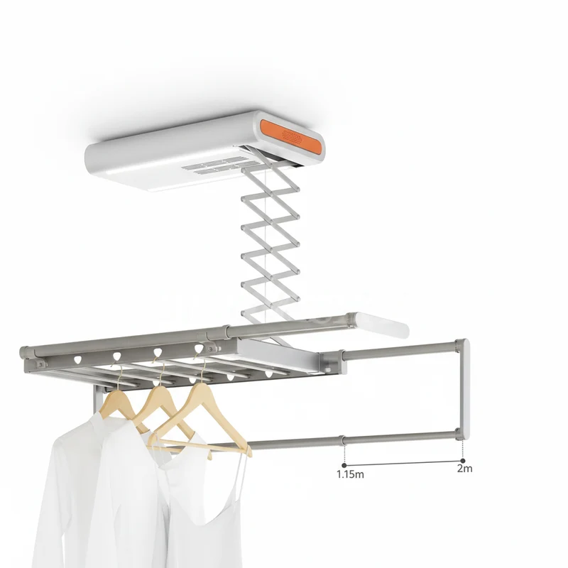 Étendoir à linge plafond électrique télescopique