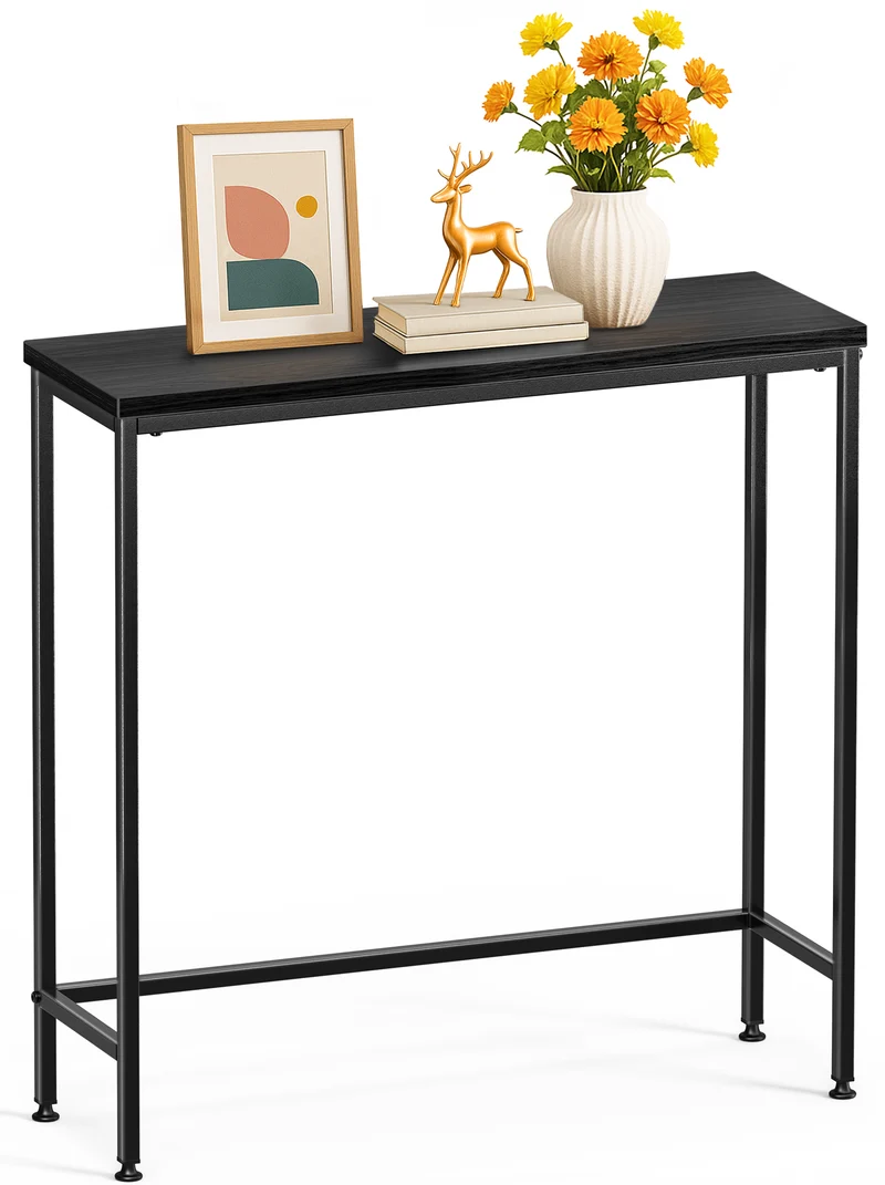 Console table style industriel en metal et MDF 75x24x75 cm Noir