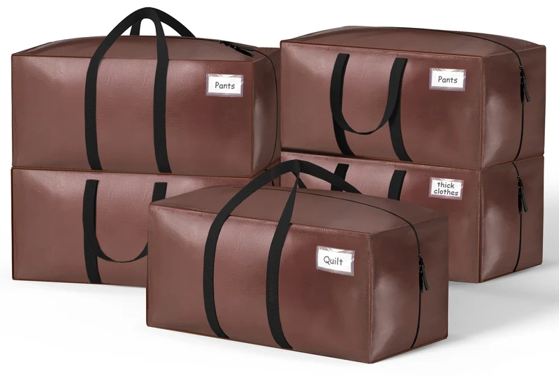 Lot de 5 sacs de demenagement grand format avec sangles et poignee marron