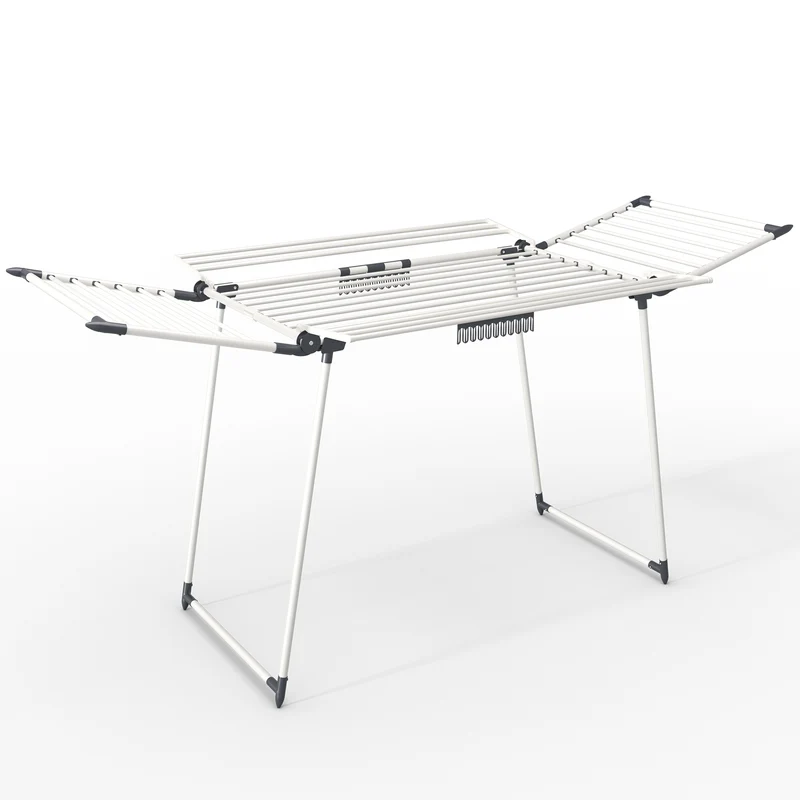 Sechoir a linge etendoir sur pied avec ailes hautes 175x92x106cm Blanc