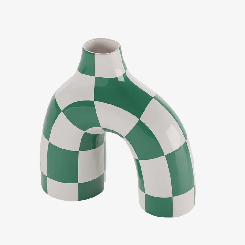 Phoenix - Vase art moderne damier vert