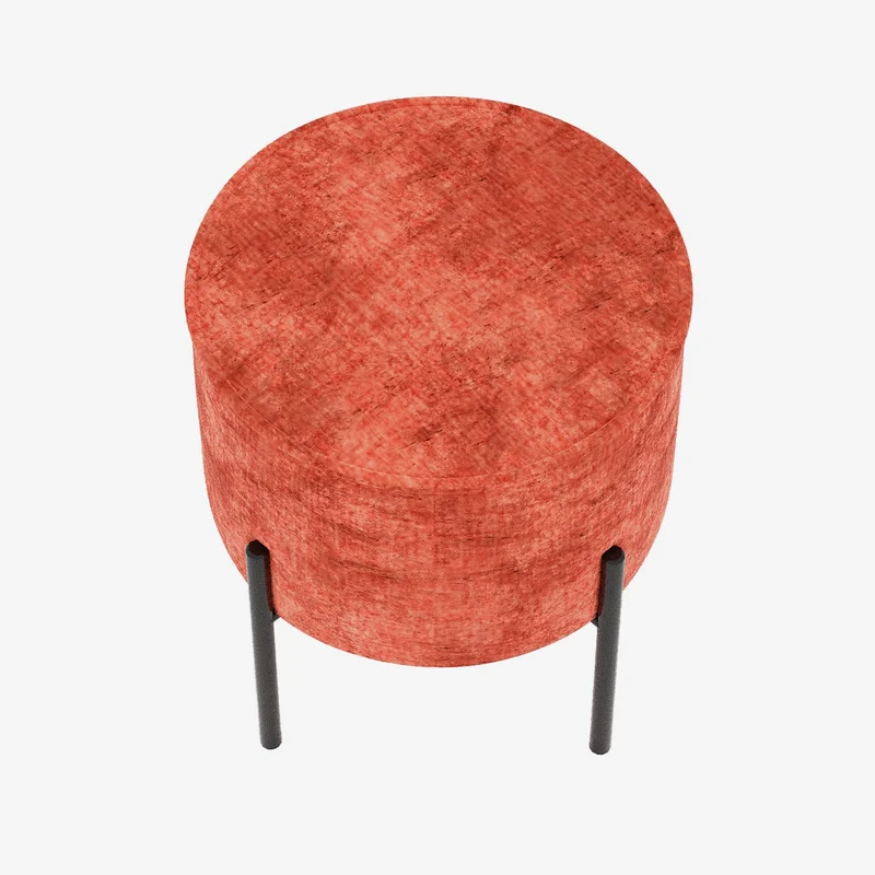 Abel Pouf rond en velours ocre pieds en m tal