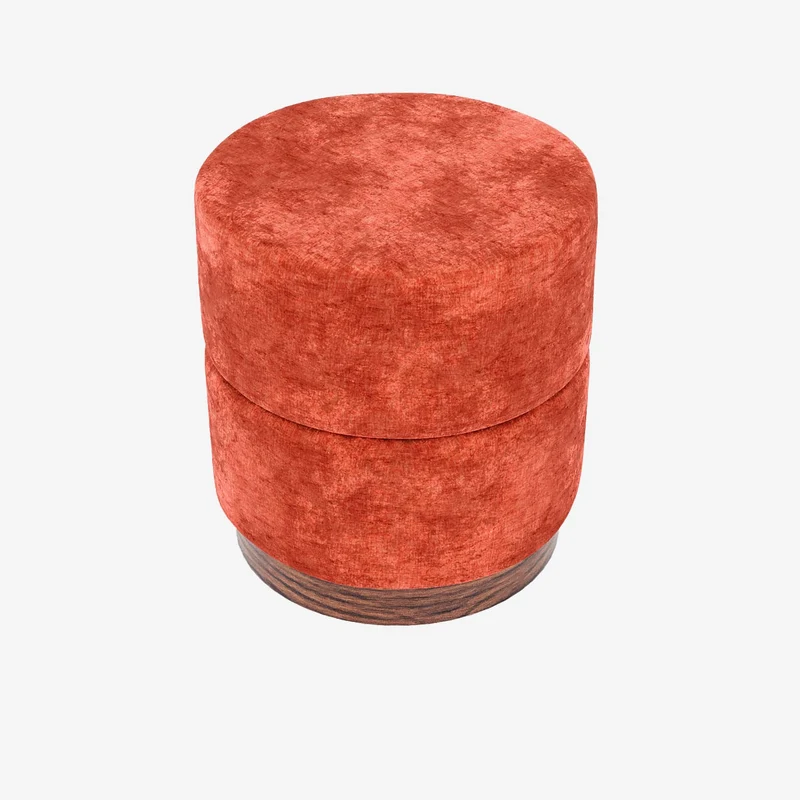 Auguste Pouf cylindrique en velours ocre