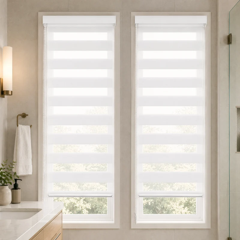 Lot de 2 Store enrouleur jour nuit double 50x150cm Blanc