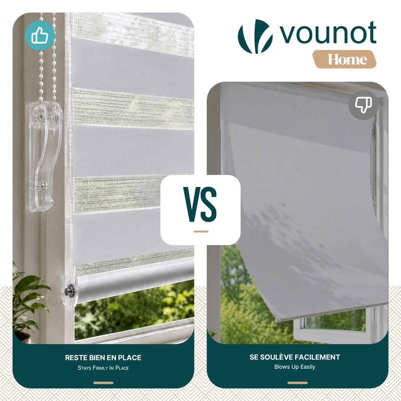 Lot de 2 Store enrouleur jour nuit double 100x150cm Blanc