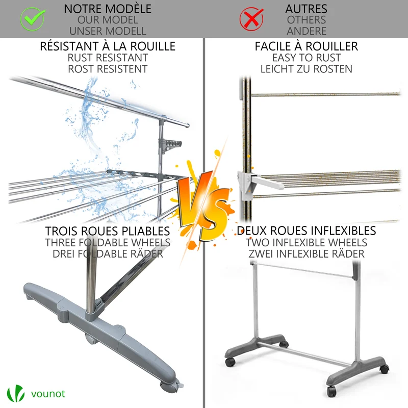 Sechoir a linge etendoir ailes pliables 4 niveaux avec maille