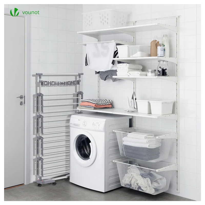 Sechoir a linge inox etendoir robuste ailes pliables 4 niveaux