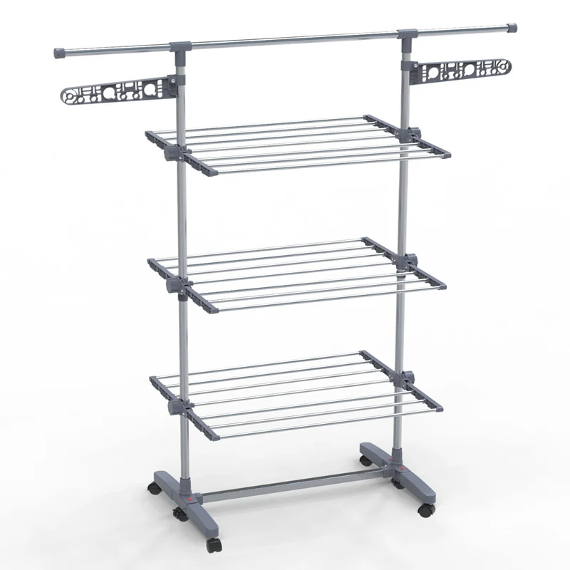 Sechoir a linge inox etendoir robuste ailes pliables 3 niveaux