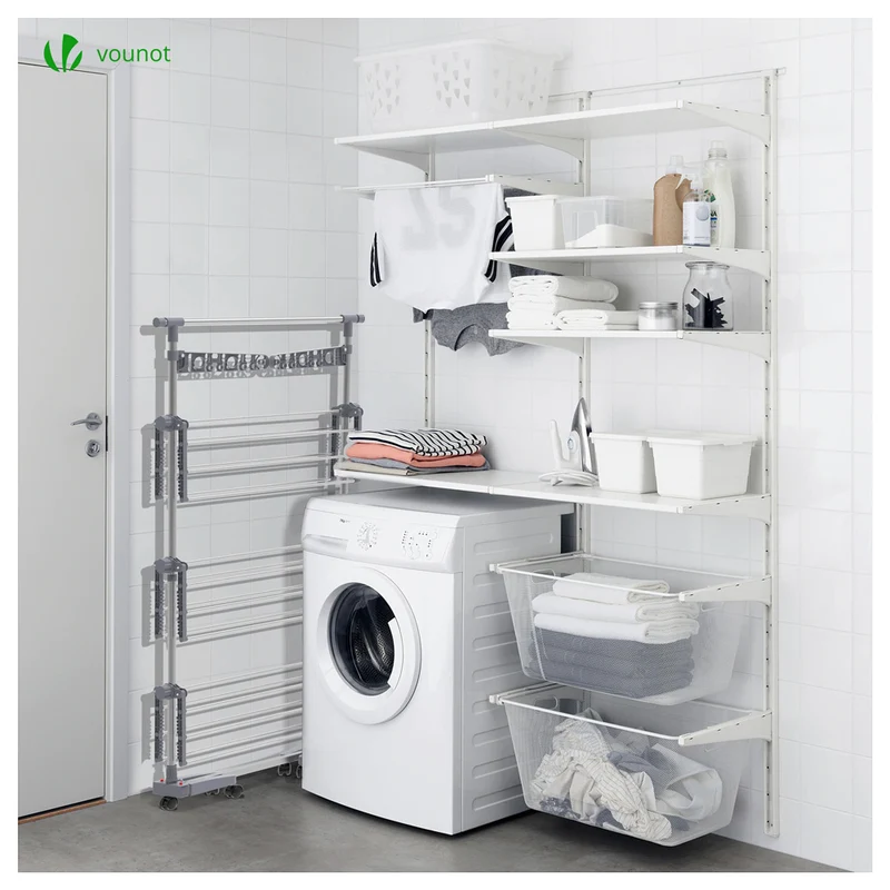 Sechoir a linge inox etendoir robuste ailes pliables 3 niveaux