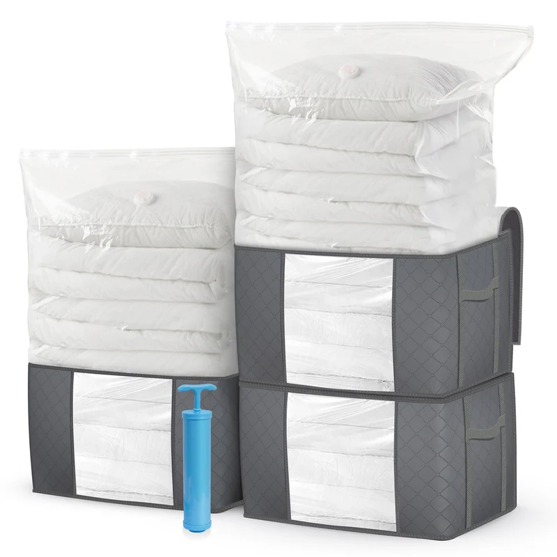 Lot de 7 sac de rangement sous vide Non Tisse XXL gris