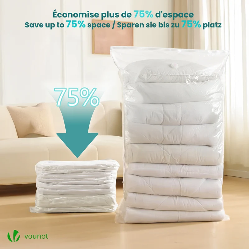 Lot de 7 sac de rangement sous vide Non Tisse XXL gris