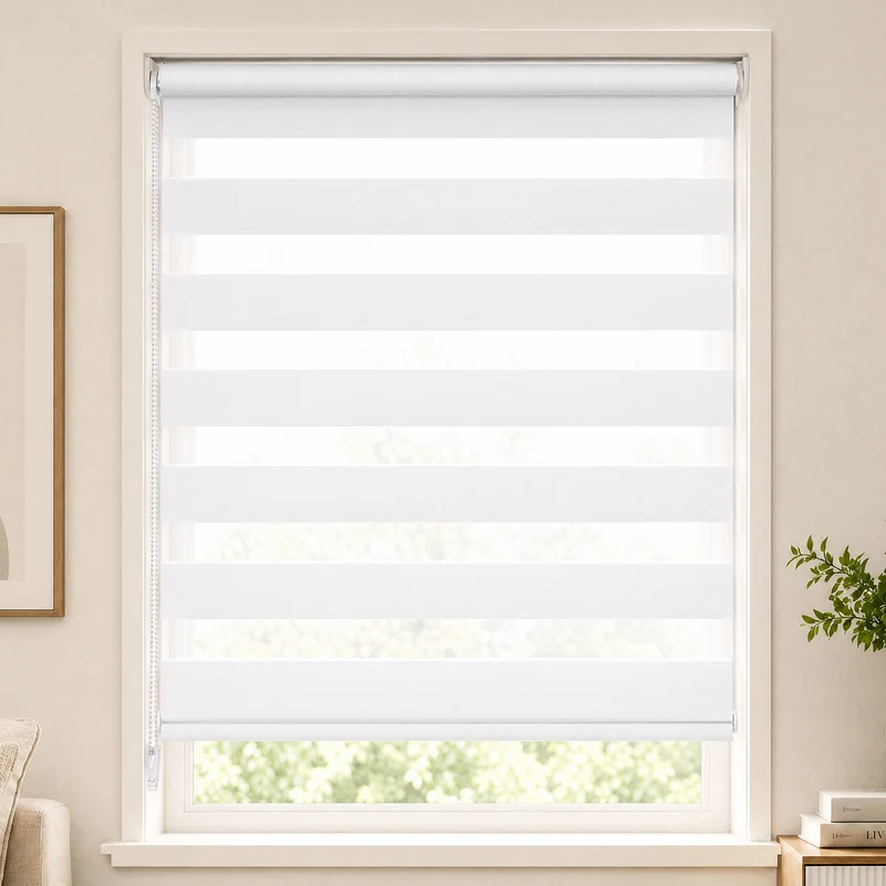 Store enrouleur jour nuit double 90x150cm Blanc