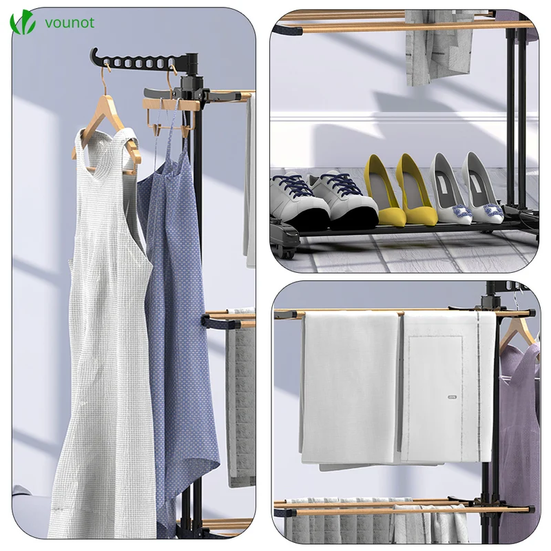 Sechoir a linge etendoir pliable 3 niveaux style bois noir