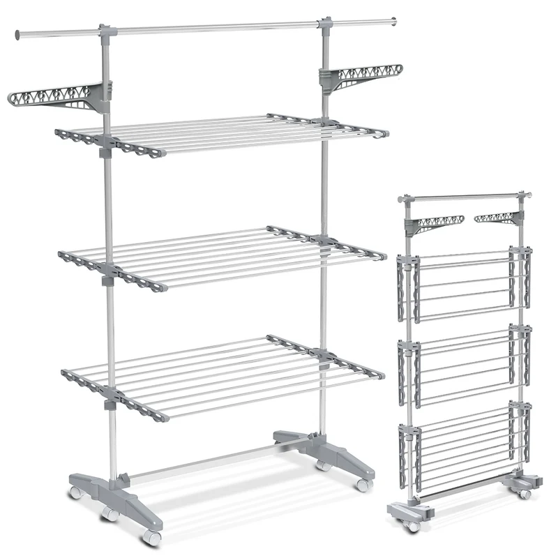 Sechoir a linge etendoir pliable ailes pliables 3 niveaux