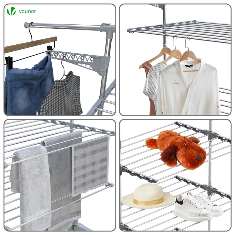 Sechoir a linge etendoir pliable ailes pliables 3 niveaux