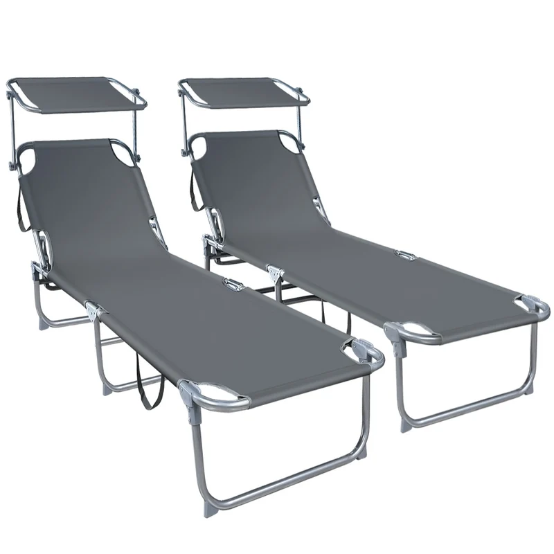Transat pare soleil Lot de 2 pcs Gris