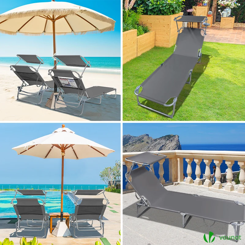 Transat pare soleil Lot de 2 pcs Gris