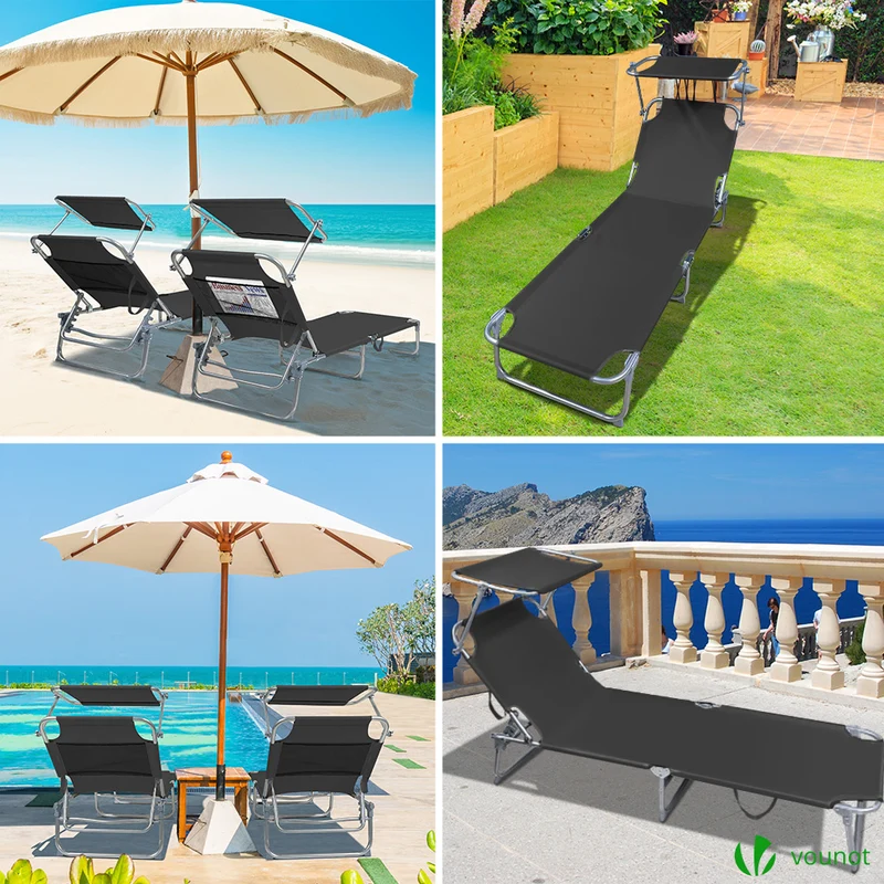 Transat pare soleil Lot de 2 pcs Noir