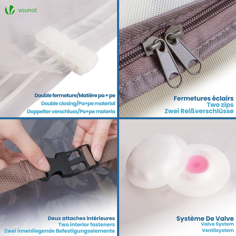 Lot de 5 Housses de rangement sous vide sous lit