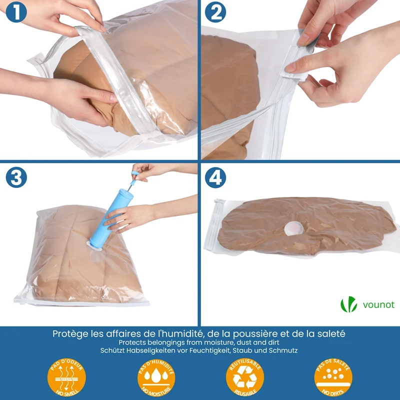 Lot de 5 Housses de rangement sous vide sous lit