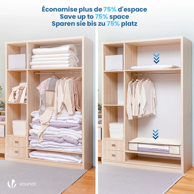 Lot de 5 Housses de rangement sous vide sous lit