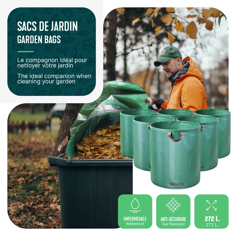 Sac de jardin 272L Lot de 6 sacs XXL
