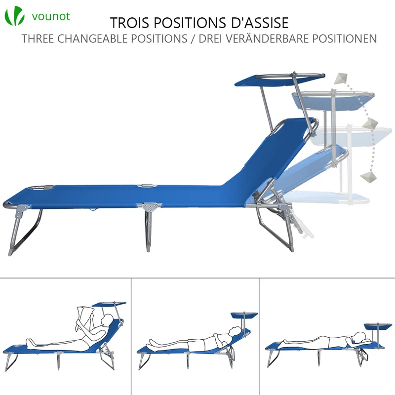 Transat pare soleil Lot de 2 pcs bleu