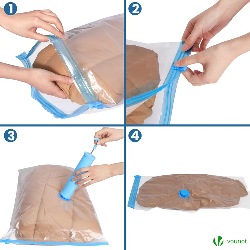 Sac de rangement sous vide aspirateur avec pompe Lot de 13 pcs