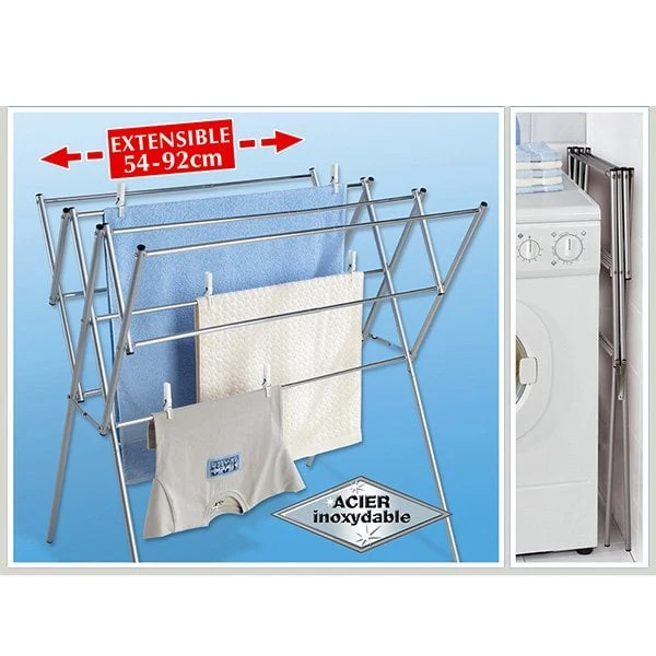 Séchoir à linge extensible en acier inoxydable Wenko by Maximex