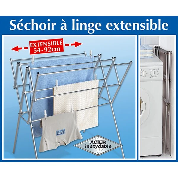 Séchoir à linge extensible en acier inoxydable Wenko by Maximex