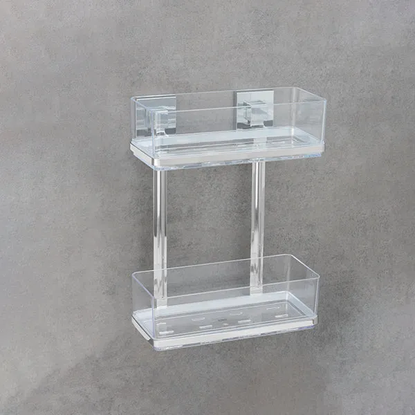 Étagère murale en acier inox Vacuum-Loc® Quadro 2 niveaux Wenko by Maximex