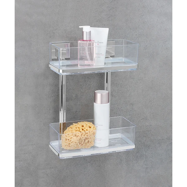 Étagère murale en acier inox Vacuum-Loc® Quadro 2 niveaux Wenko by Maximex