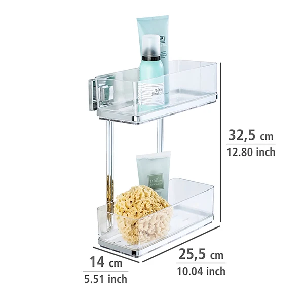 Étagère murale en acier inox Vacuum-Loc® Quadro 2 niveaux Wenko by Maximex