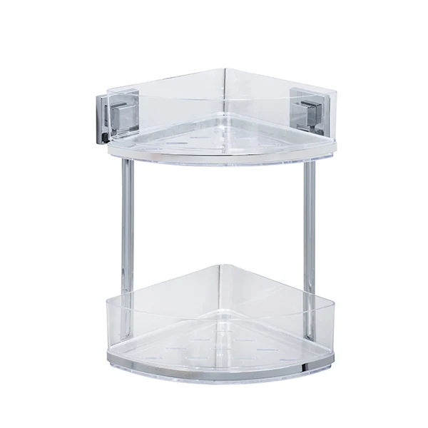 Étagère d'angle en acier inox Vacuum-Loc® Quadro 2 niveaux Wenko by Maximex
