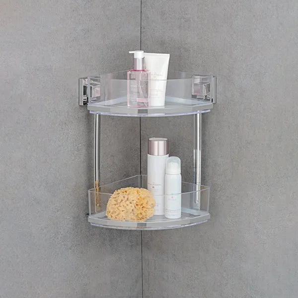 Étagère d'angle en acier inox Vacuum-Loc® Quadro 2 niveaux Wenko by Maximex