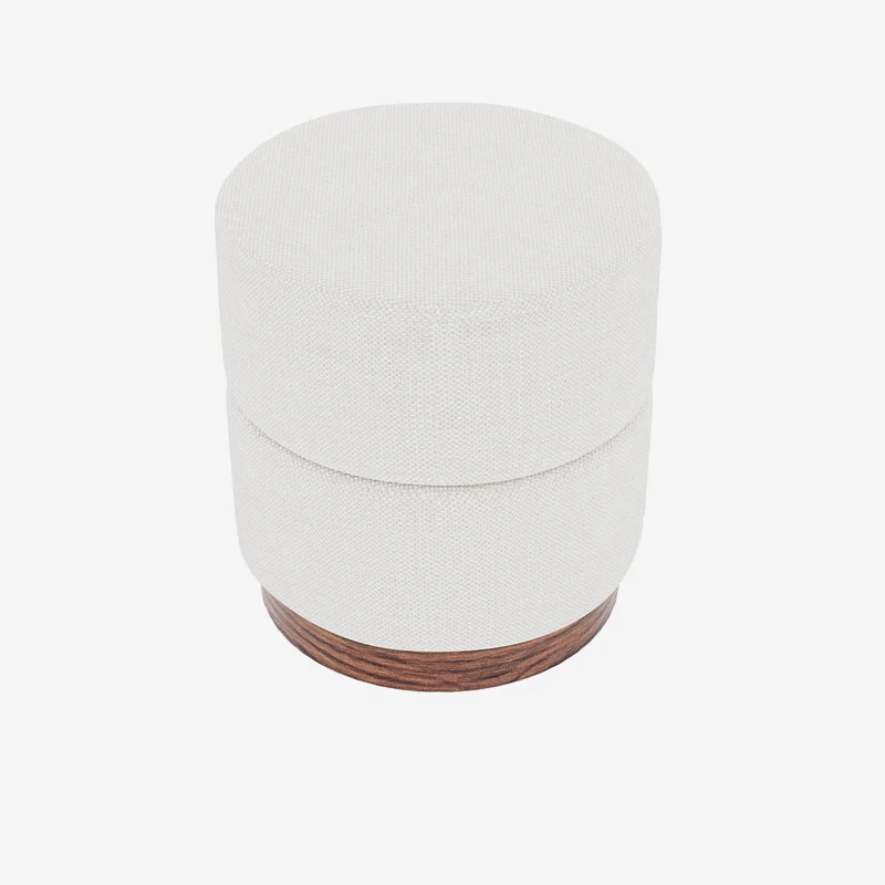 Auguste Pouf cylindrique en tissu chenille blanc