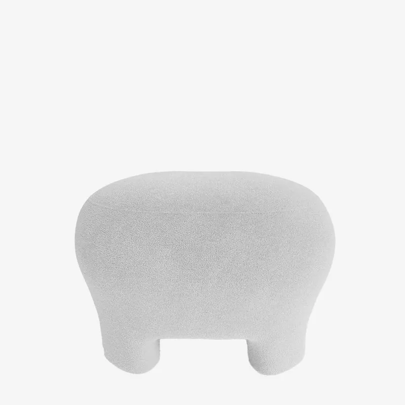 Ninon Pouf repose-pieds tapiss en bouclette blanche