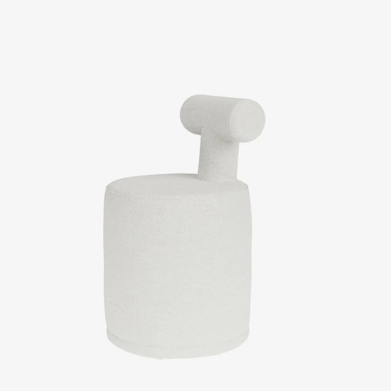 Tom Pouf avec dossier en tissu chenille blanc