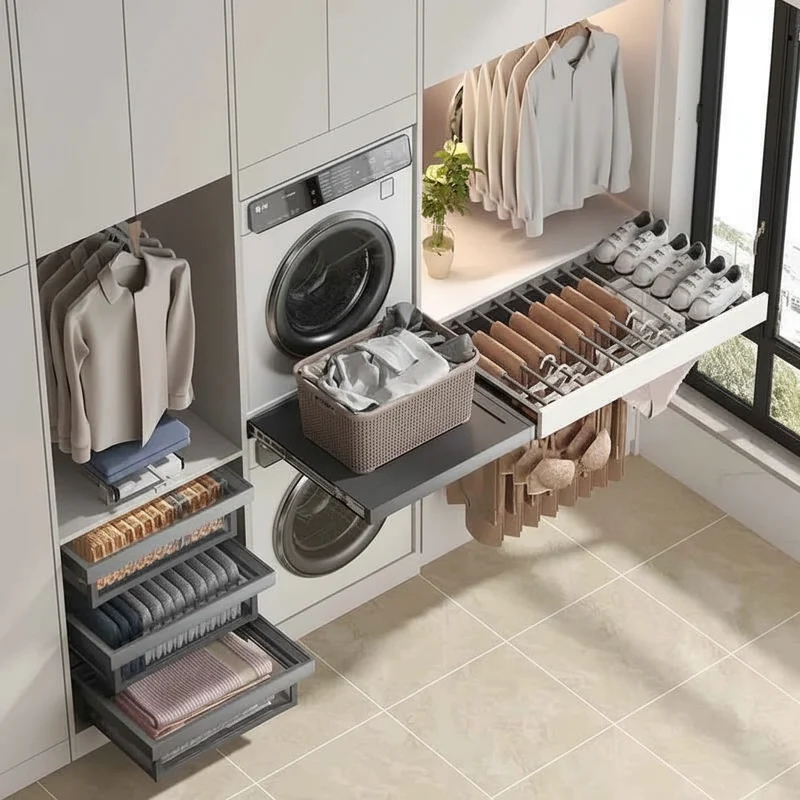 Étendoir à linge extensible armoire intégrée
