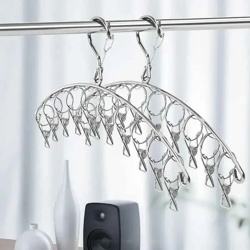 Cintre pour étendoir à linge inox avec pinces