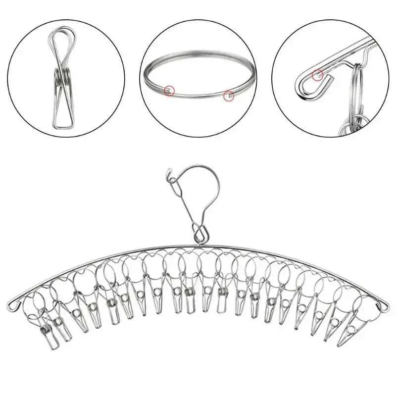 Cintre pour étendoir à linge inox avec pinces