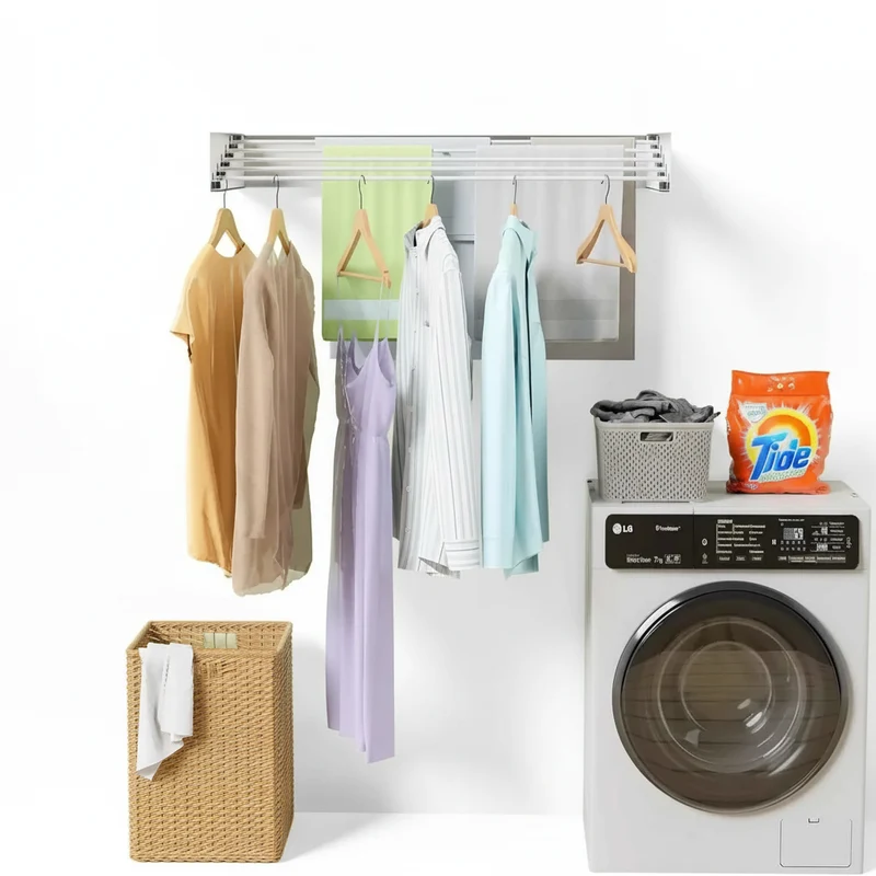 Étendoir à linge mural rabattable en aluminium
