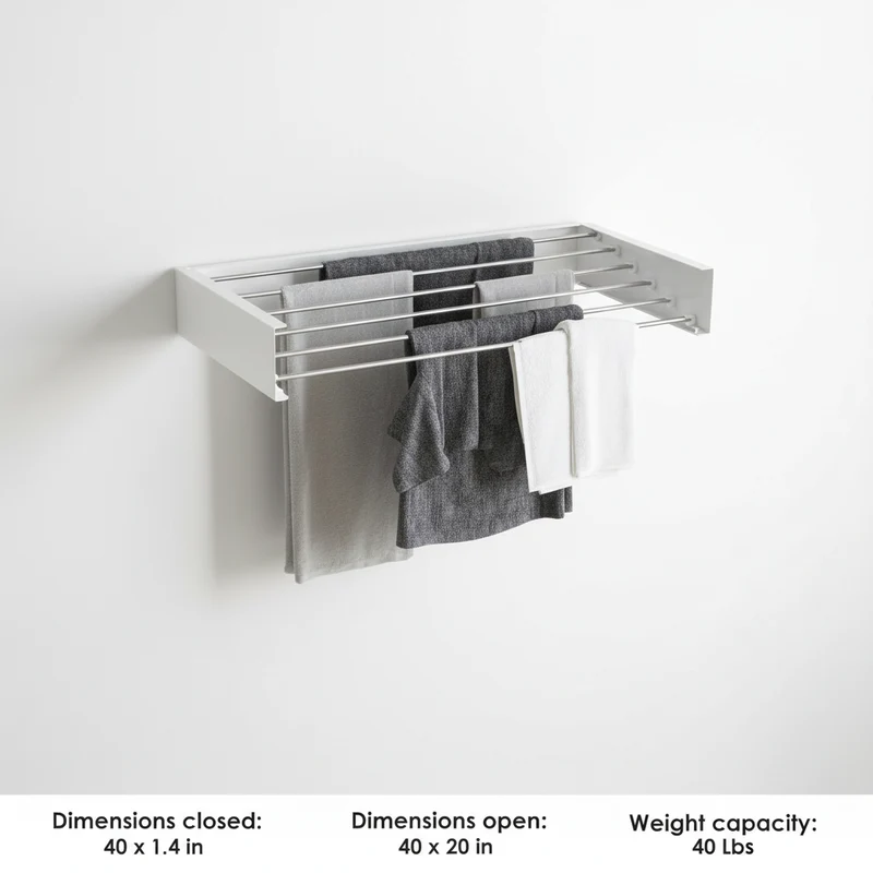 Étendoir à linge mural rabattable en aluminium