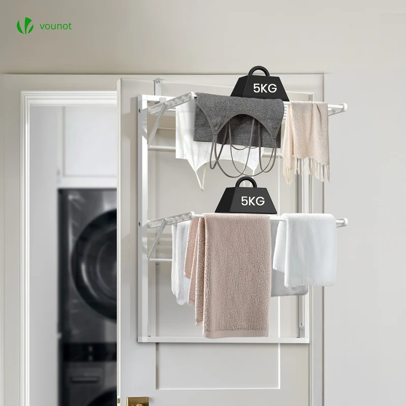 Étendoir à linge mural suspendu pliable Blanc